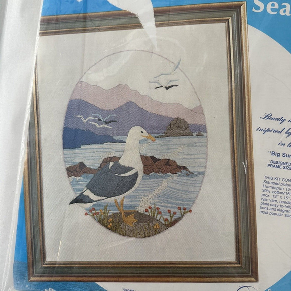 Paragon Needlecraft Jonathan Livingston Seagull Needlepoint Kit Vtg 1973 0885 - Picture 3 of 11